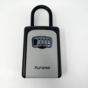 Puroma Key‎ Lock Box 4 Digit Combination Outdoor Wall Mount Shackle Gray Black